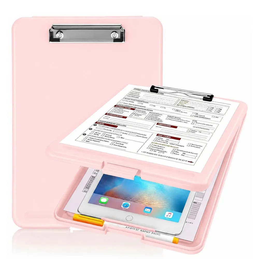 1pc A4 File Folder with Storage Function, Pen Slot Design and Metal Clip, Suitable for Office, Classroom and Home Office Use
