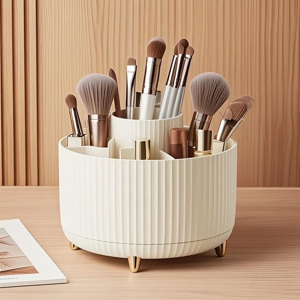 360° Rotating Makeup Brush Holder Cosmetic Brush Holder Large Capacity Lipstick Makeup Brush Pen Eyebrow Pen Jewelry Container