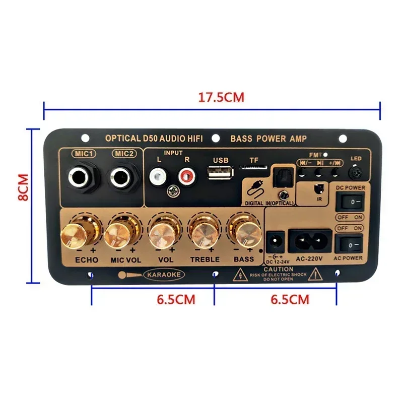 100W Amplifier Board with Optical Audio Bluetooth AMP USB FM Radio TF Player DIY Subwoofer Car Home Theater Amplifiers Karaoke view 3