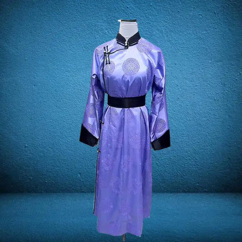 2024 Autumn New Mongolian Robe Long Sleeve Dress Simple Ethnic Characteristic Clothing Grassland Trip Shoot