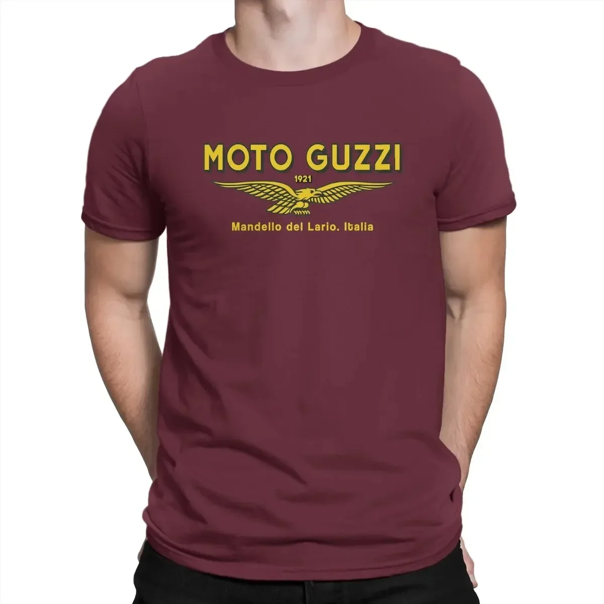 Men T-Shirts Moto Guzzi. Mandello Del Lario. 1921 Leisure Cotton Tee Shirt Short Sleeve Motorcycle Racing T Shirt Round Collar