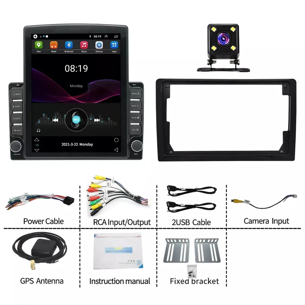 Black Discover Power Of Android Double Din Car Stereo Entertainment With 12LED Rearview Android 13