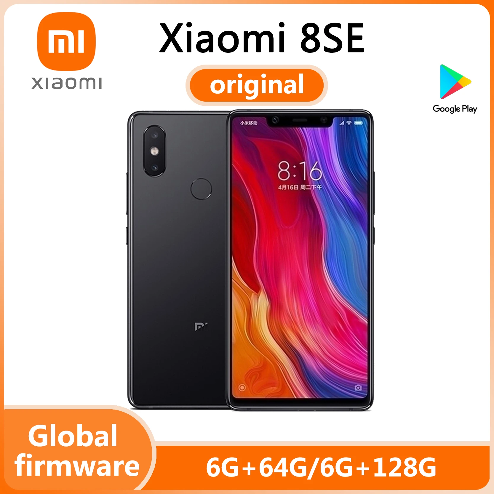 6G 128G Xiaomi MI 8se Smartphone Celular Snapdragon 710 3120 MAh Szybkie ładowanie 18 W losowy kolor z prezentowanym telefonem