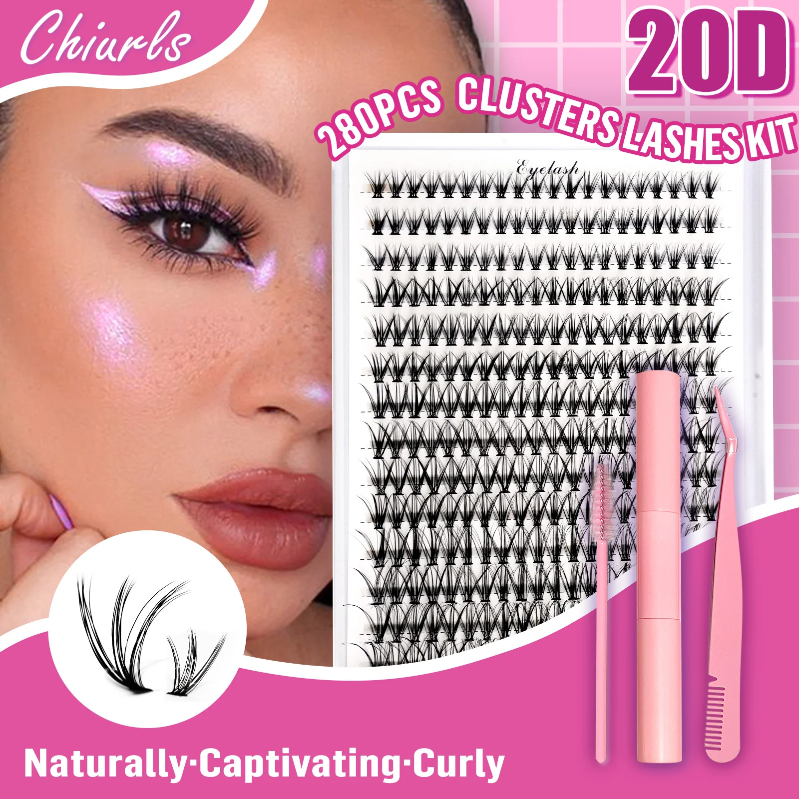 DIY Eyelashes Set 8-16mm Natural fluffy False Lash 0.07mm DIY Lash Extension Set Curly Thick With Waterproof And Glue Tools Kit