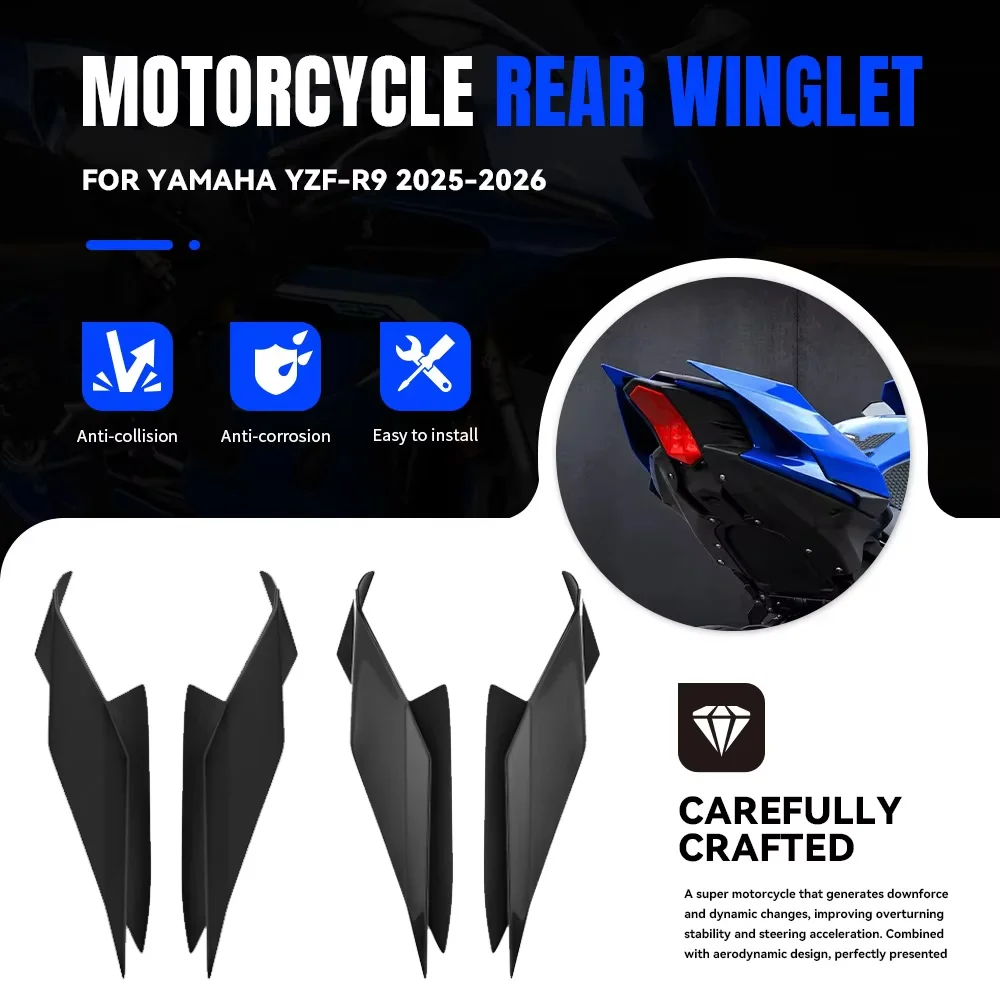 Motorcycle Rear Fairing Aerodynamic Rear Tail Wing Rear Winglet Modified Spoiler Rear Wing For Yamaha YZF-R9 YZFR9 2025-2026