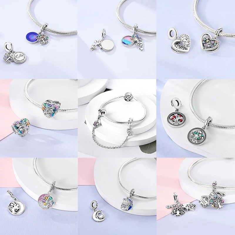 925 Sterling Silber Lebensbaum Anhänger Familie Unendlichkeit Herz CZ Zirkon Perle Passend für Original Armband DIY Schmuck Geschenk für Frauen – Detail 4