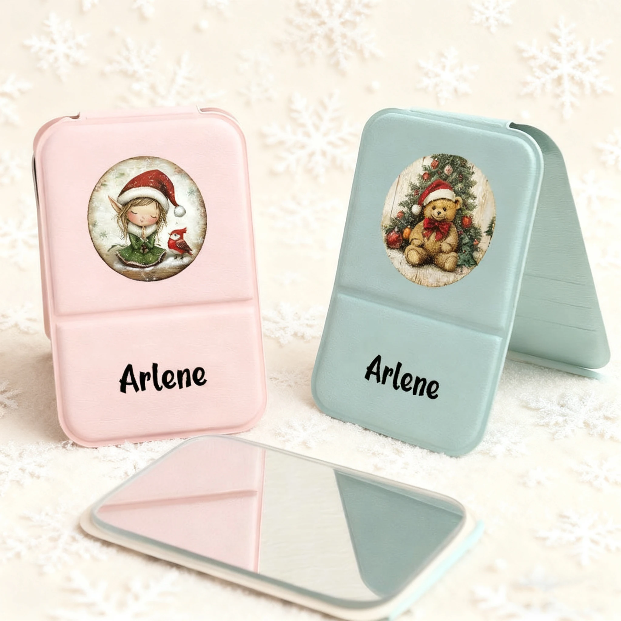 Customizable Travel Flip-Fold Makeup Mirror Foldable and standable Simple and modern folding makeup mirror Qixi gift simple hig