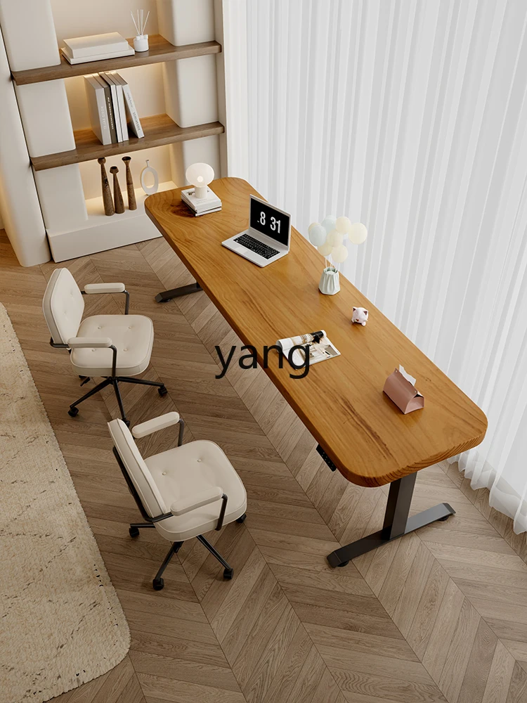 LH balcony narrow strip table solid wood double long strip computer desk hand-cranked electric lifting table