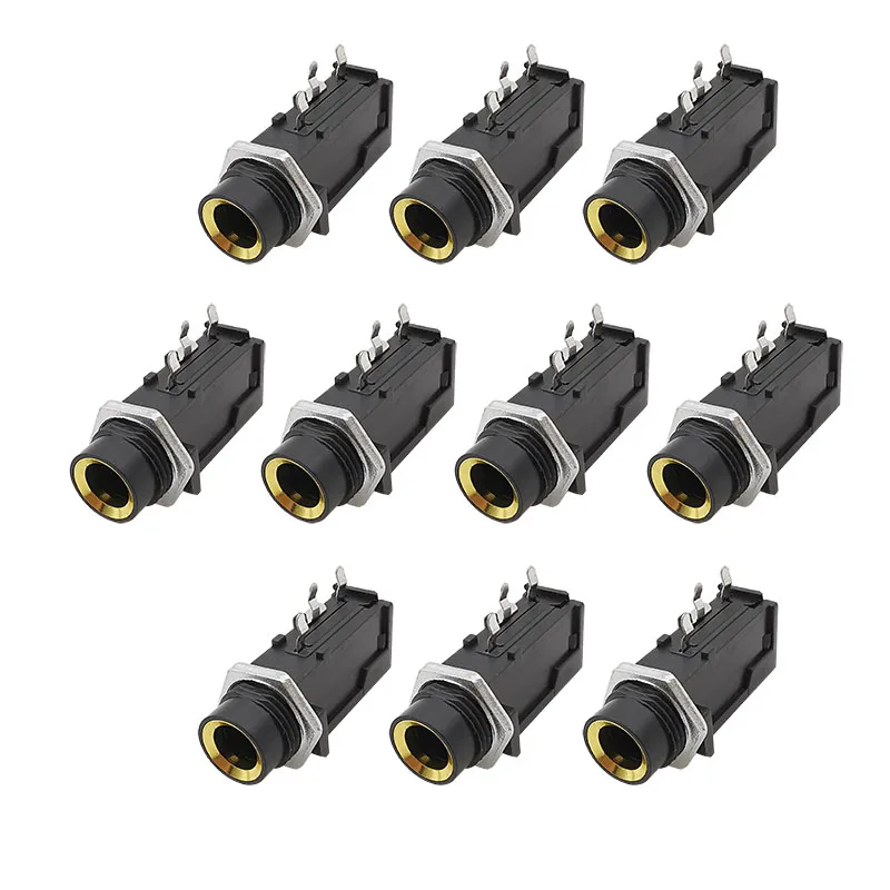 

10Pcs 6.35mm / 6.5mm Jack Mono Female PCB Panel Mount Microphone Socket Audio Connector