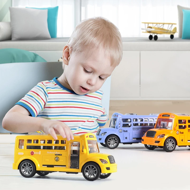 School Bus Toys Car Model Multiple Colors Inertia Vehicle With Opening Doors Educational Present Kid Children Birthday Gift