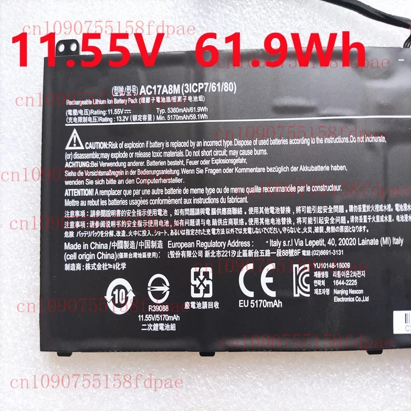 New AC17A8M Laptop Battery For Acer Spin 3 SP314-52 TMX30 TMX40-51-MG TMX40-51N1811 TravelMate X3410-M X3410-MG X40-51 Notebook - view 2