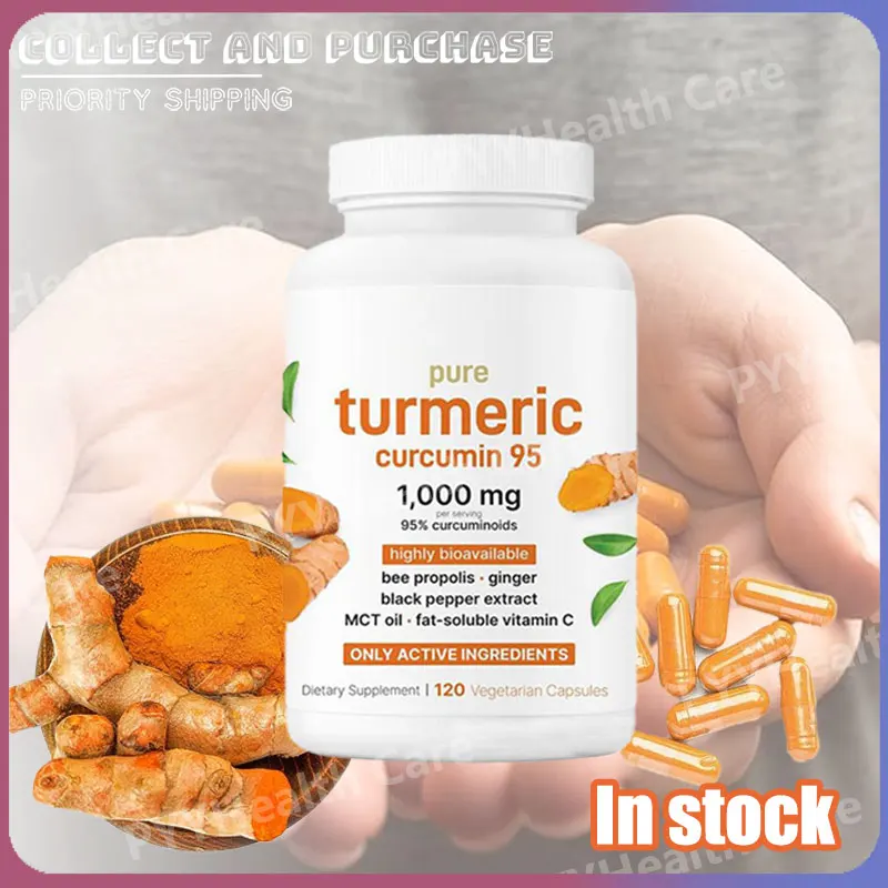 Suplemento botánico de curcuma y cúrcuma Cápsulas de extracto de cúrcuma puro con jengibre y pimienta negra 120 piezas por botella