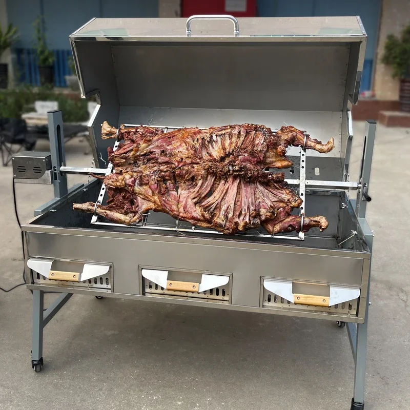 Parrilla de carbón automática sin humo para patio exterior de acero inoxidable