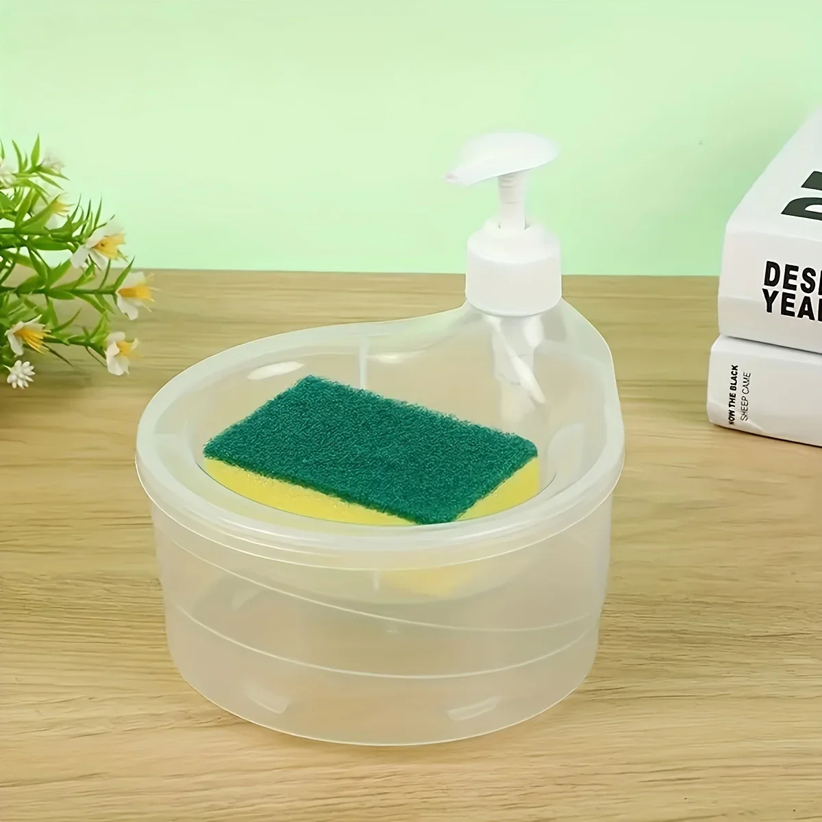 1pc-Kitchen Cleaning, Dishwashing Detergent Sponge Dispenser, Automatic Soap Dispenser, Dishwasher Brush