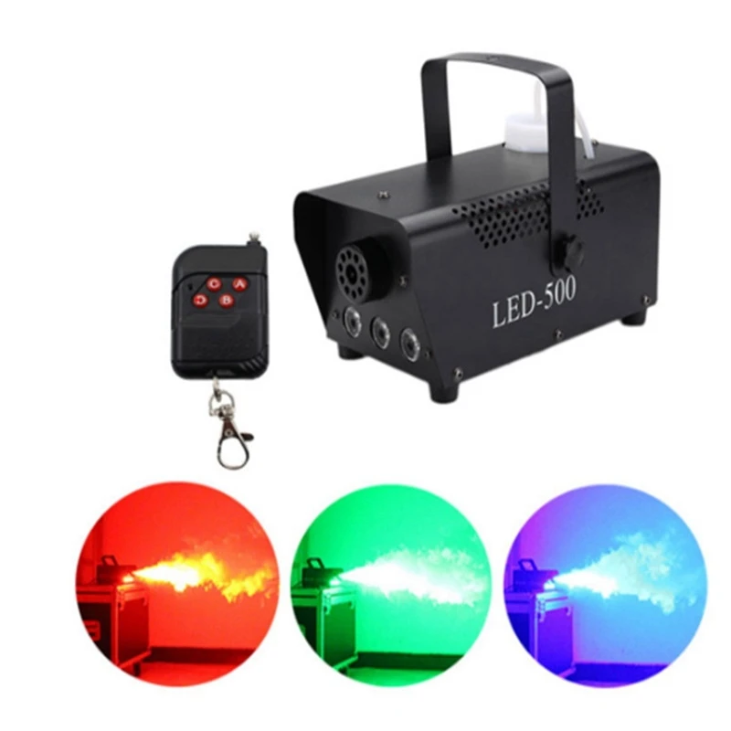 Fog Machine, 500W Halloween Portable Smoke Machine with Color LED Lights,Remote Control Suitable for Christmas EU Plug