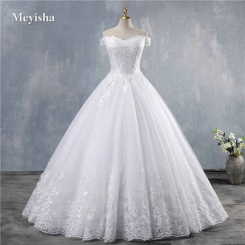 

ZJ8171-F Customized 2025 Princess Wedding Dress Off Shoulder Applique Lace Bride Dresses Bridal Gown Plus Size
