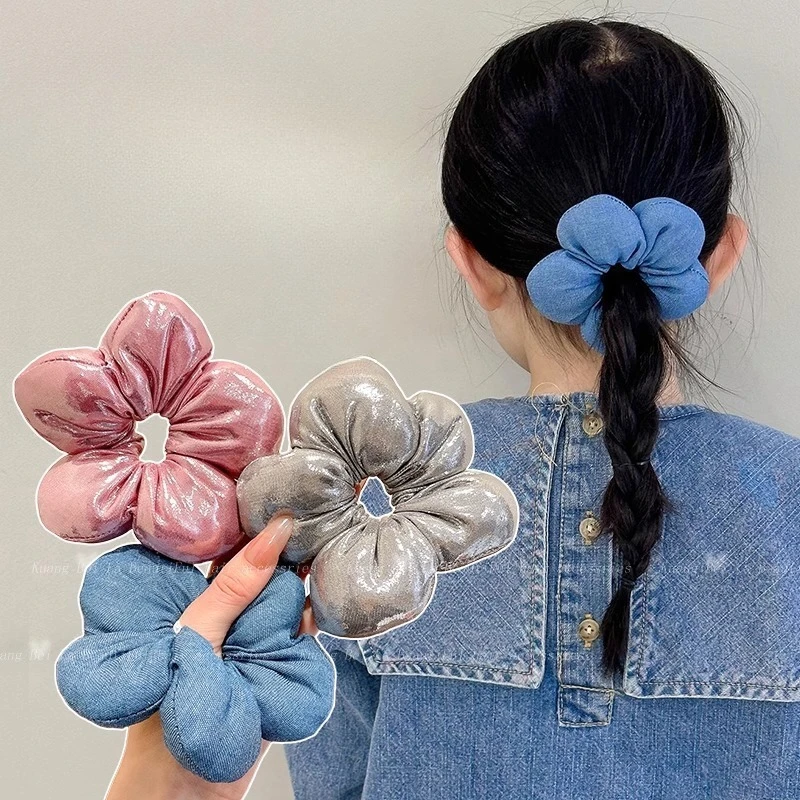 

Блестящие детские резинки для волос в форме цветка, губчатая ткань, увеличенные веревки для волос, корейские милые резинки для волос, эластичные резинки, новинка