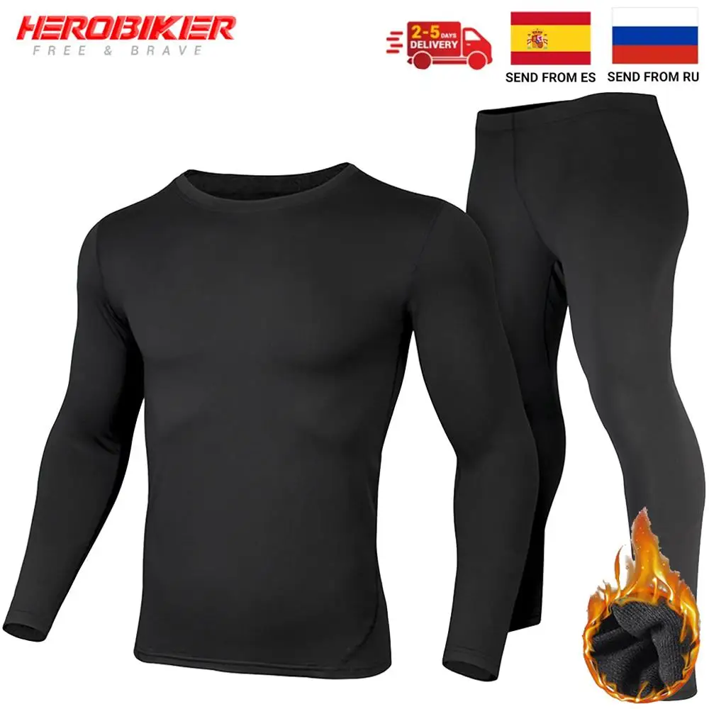 

Men's Thermal Underwear Fleece Lined Thermal Shirt Male Skiing Base Layer Thermal Underwear Long Shirts & Tops Bottom Suit Man