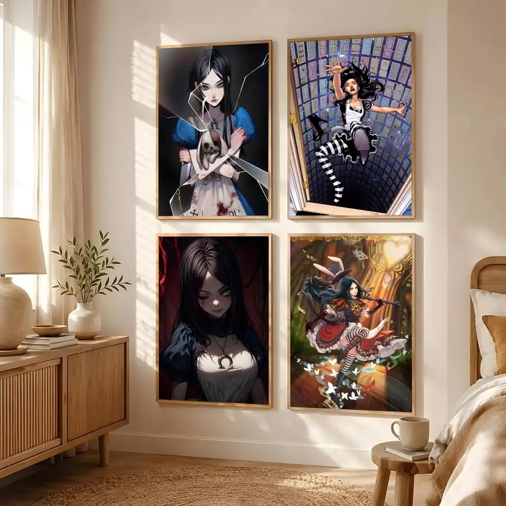 Game A-Alice Madness Returns Poster Poster All-match HD Waterproof Self-Adhesive Wall Art Sticker For Home Bedroom