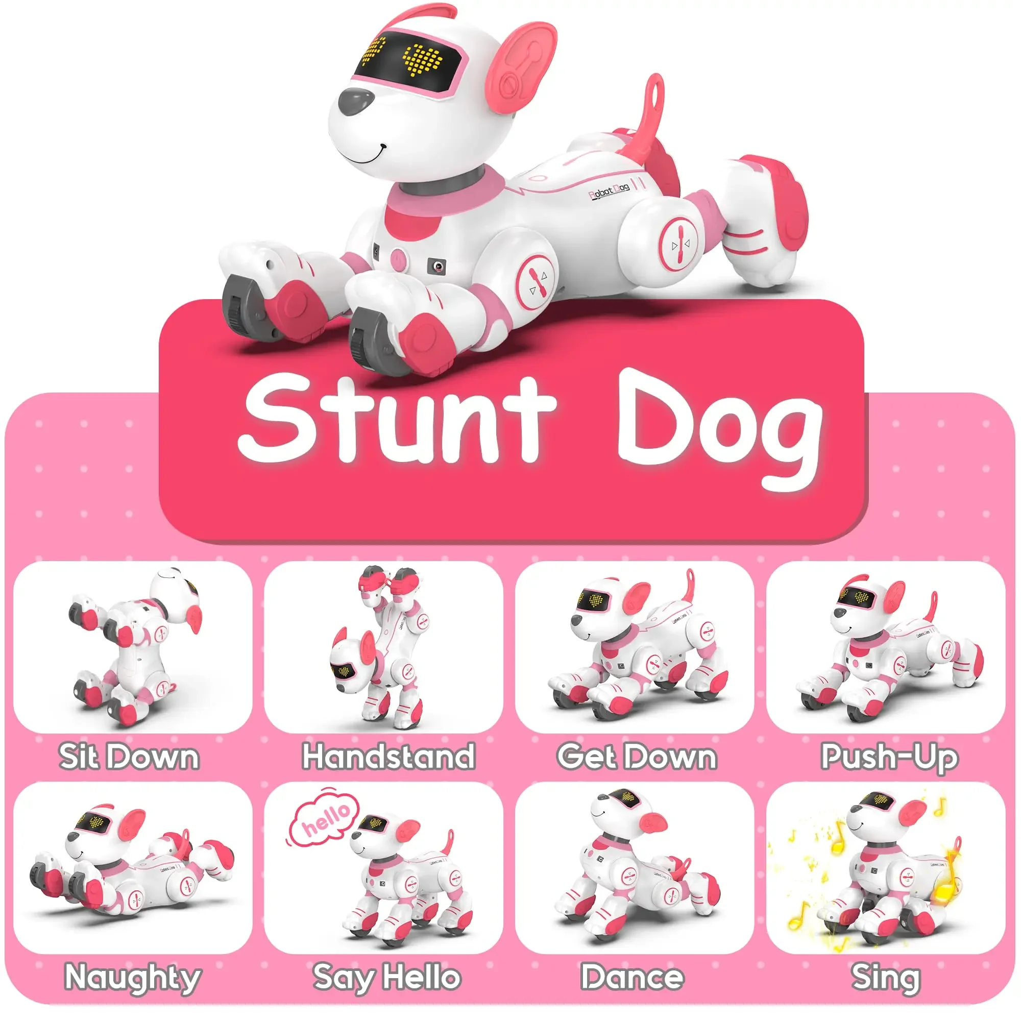Mignon Ai Robot électronique chien cascadeur commande vocale Programmable sens tactile chanson de musique Robot chien jouets pour cadeau pour enfants
