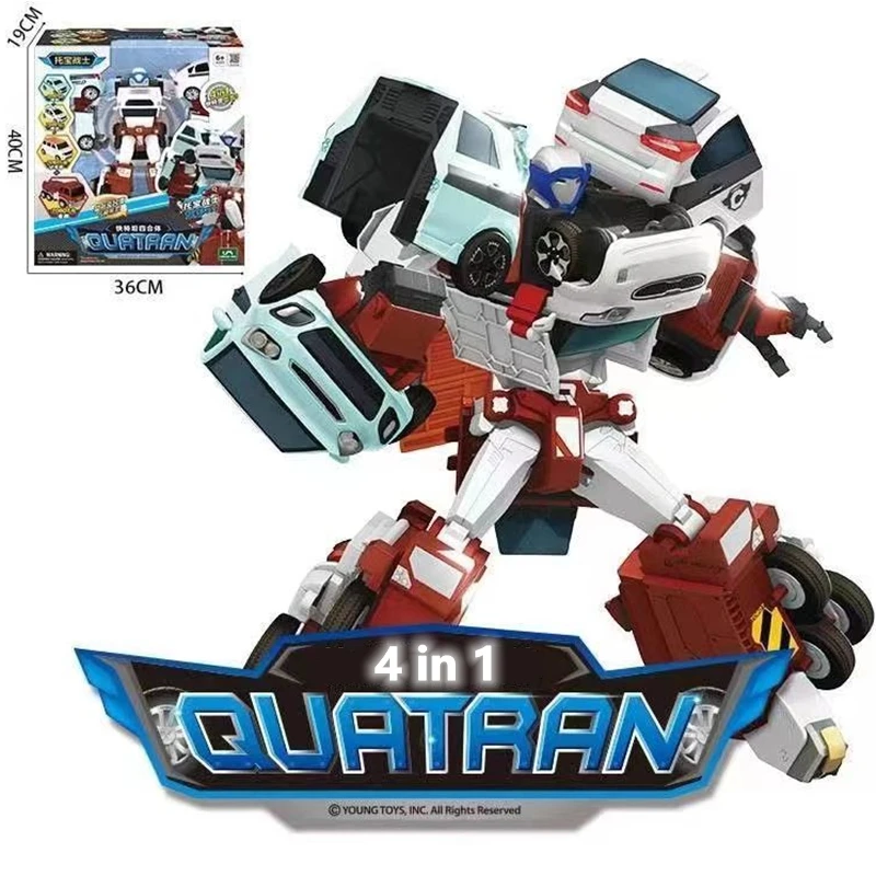 Brother 4 in 1Fit Deformation Robot Korea Cartoon Anime Tobot Car Transformation Robot Action Figure Auto Kids Toys Gift