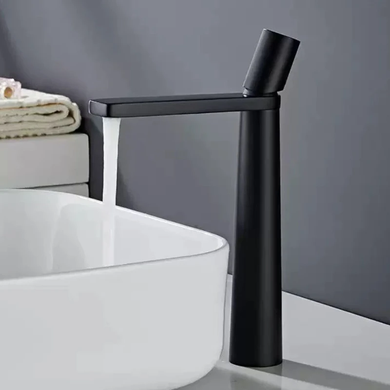 Tuqiu Basin Faucet Brass Bathroom Faucet Mixer Tap Black/Grey Wash basin Faucet Single Handle Hot and Cold Lavotory Faucet