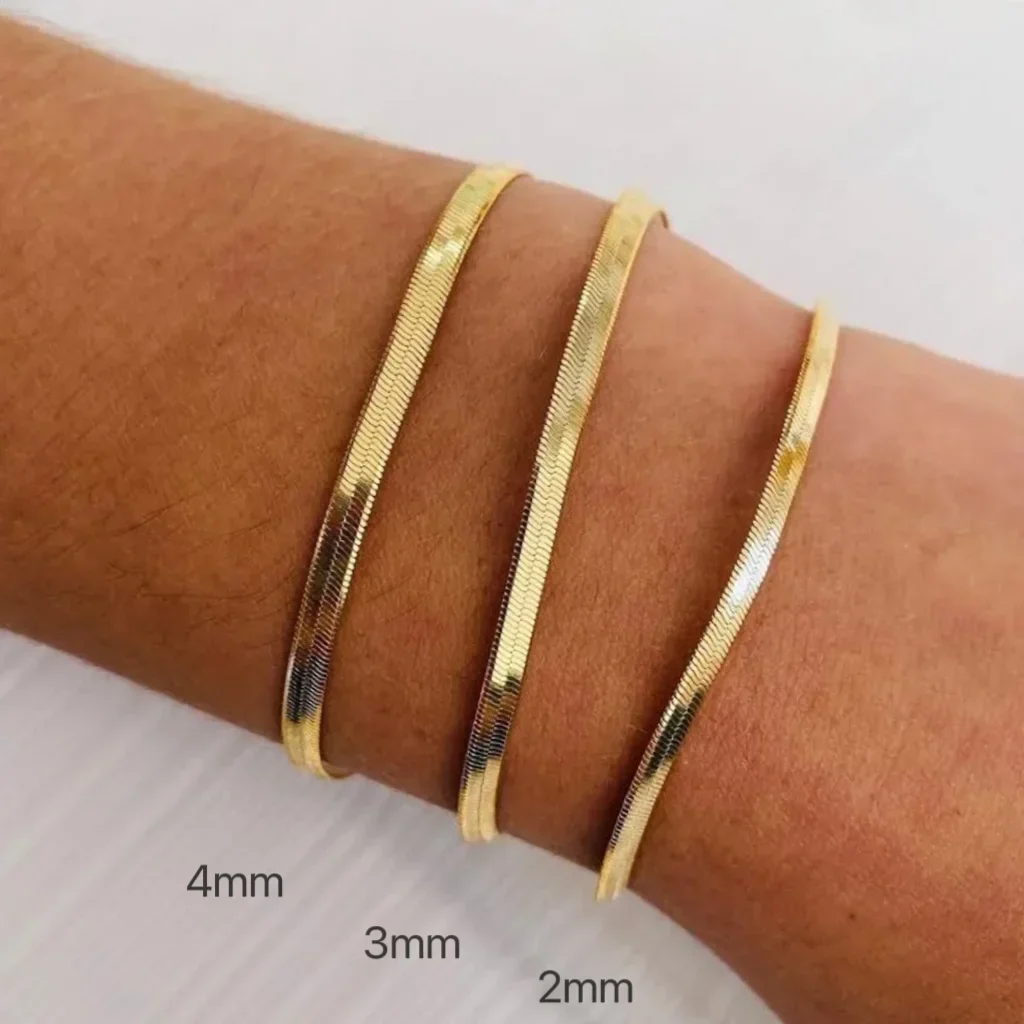 Edelstahl 16/18 cm klassische Schlange Gold Farbe Breite 2,5/3/4 MM Kette Armband für Frauen Mariasz minimalistischen Schmuck Geschenk – Detail 1
