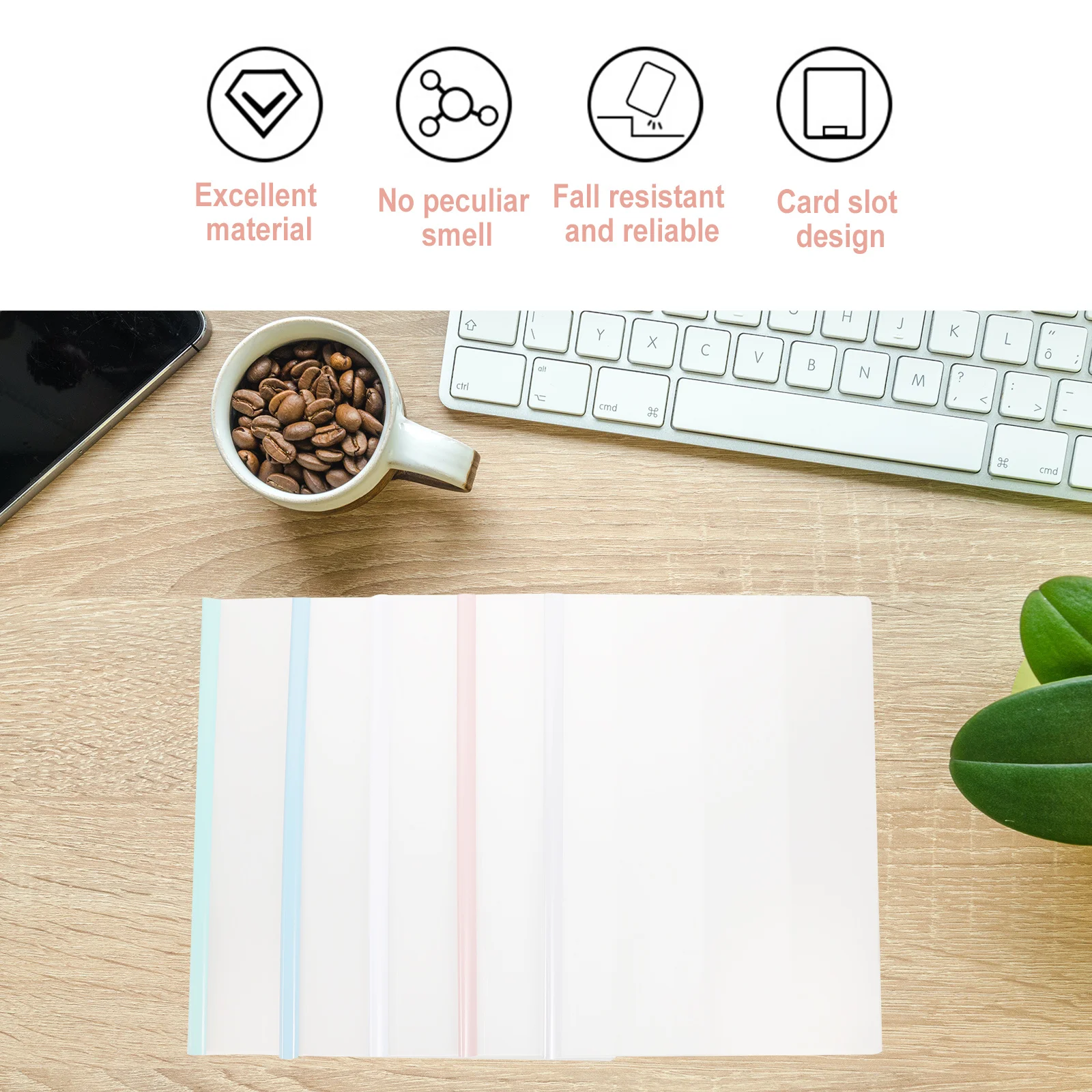 

10Pcs A4 Document Folders Chic Lightweight File Organizer for Office Home Study Simple Storage Sliding Bar Holders Portable