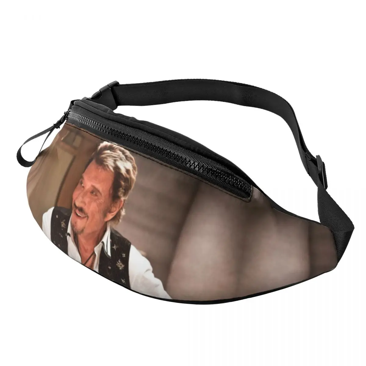 

Custom Johnny Hallyday Singer Fanny Bag Customized French Rock Music Crossbody Waist Pack Men Women Traveling Phone Money Pouch