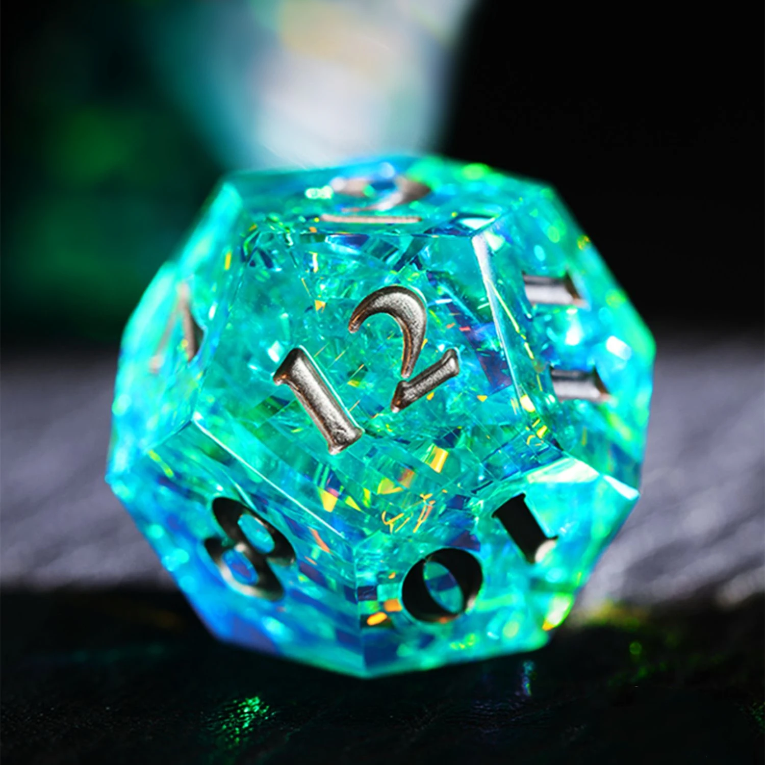 7Pcs/Set Green Ice Crystal Style Dice D&D COC Dice D4 D6 D8 D10 D% D12 D20 Table Games DND RPG Dice Set