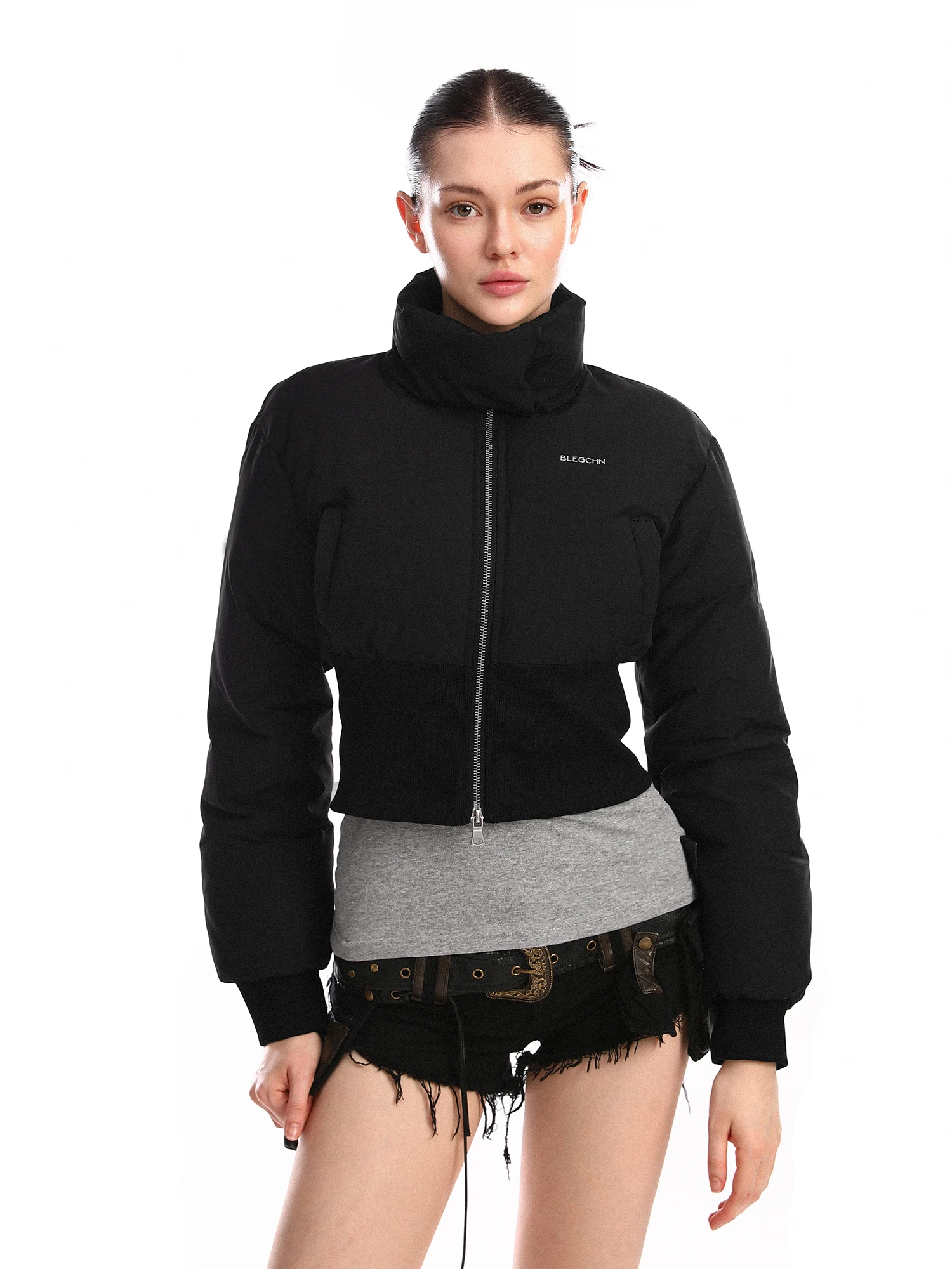 

Thiened ort Cotton Jaet Women's Winter Coat Warm Slimming Design Stand Collar Waist-Cinching American Sle Outerwear