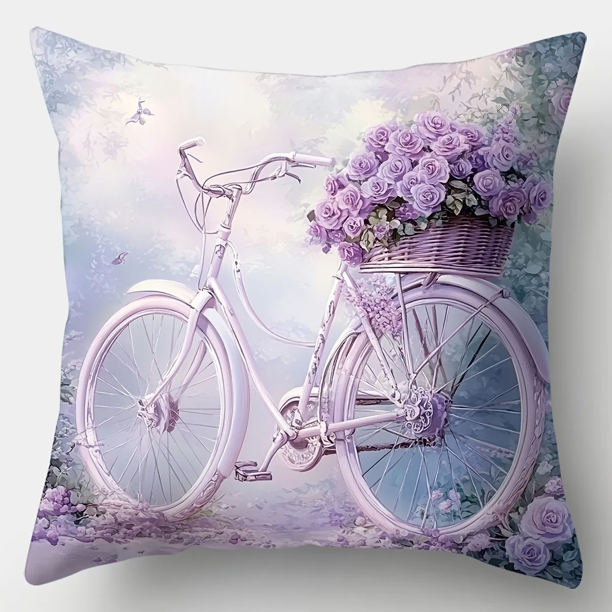 Purple Rose-Printed Cushion Covers ,Sofa bedroom cushion cover, single-sided printing, without pillow core