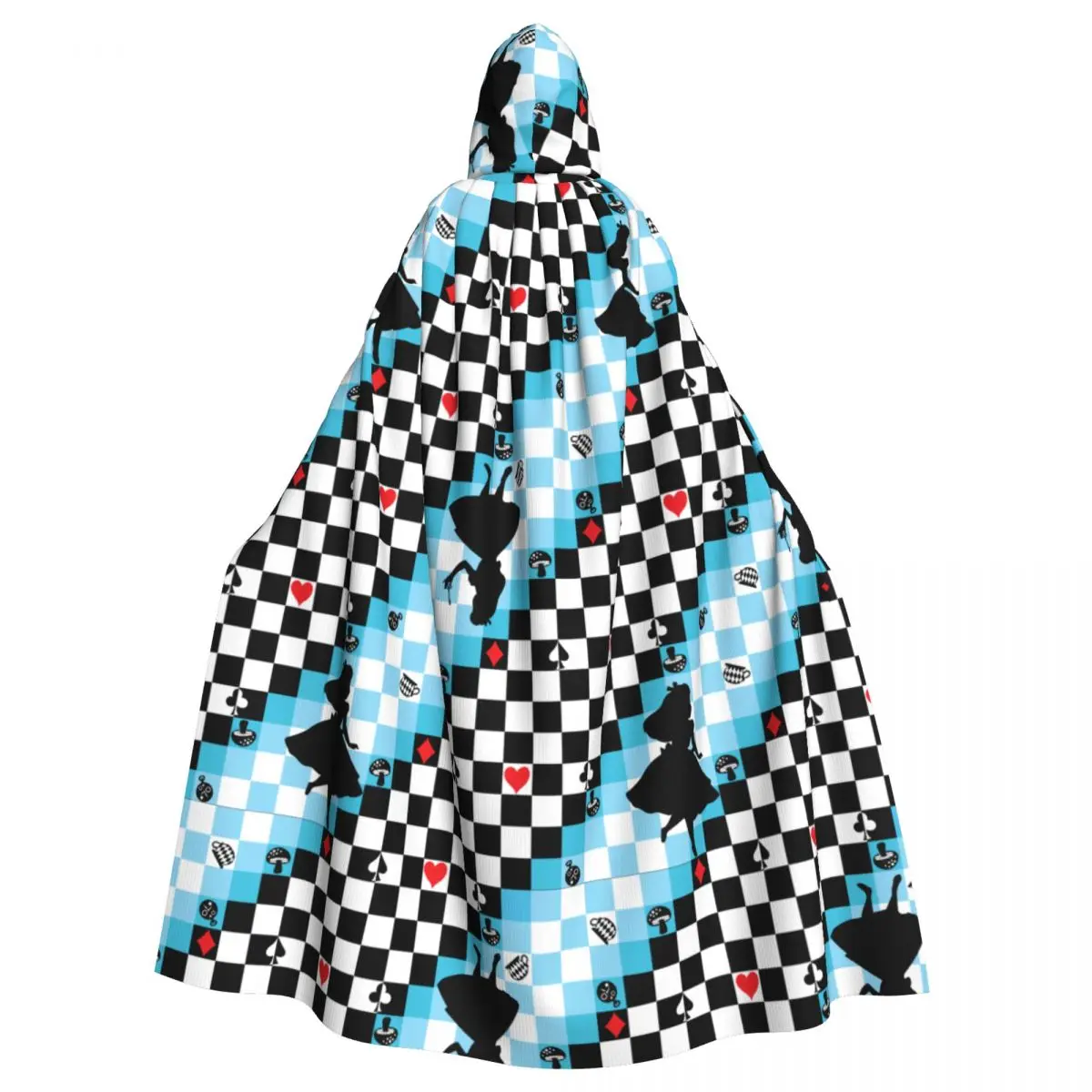 Hooded Cloak Unisex Cloak with Hood Cloak Cosplay Costume Black White Checked