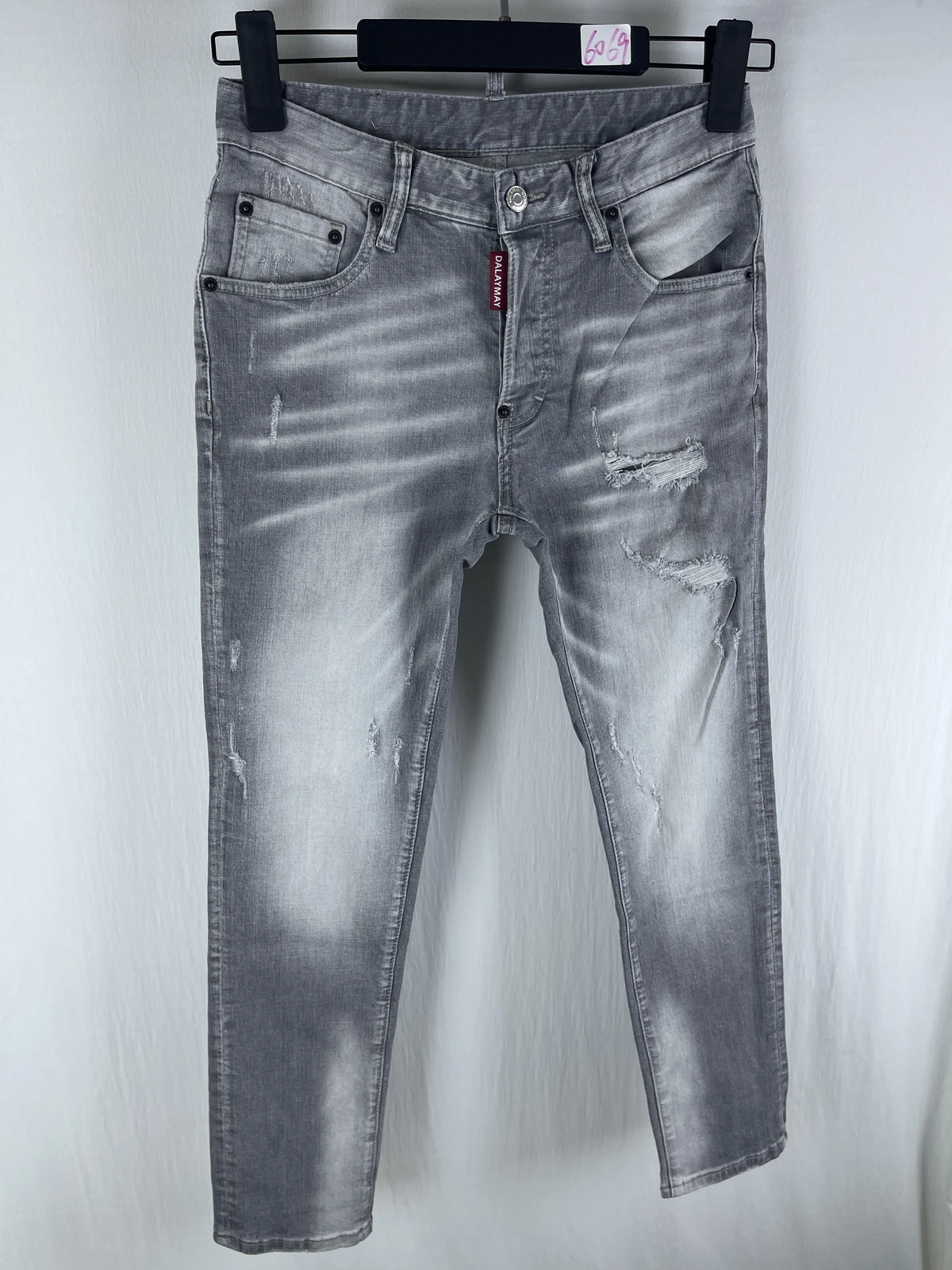 6069 Four Seasons New D2 Jeans Men's Three-Dimensional Cut Slim-Fit Grey Skinny Jeans Fashion Micro-Elastic All-Match