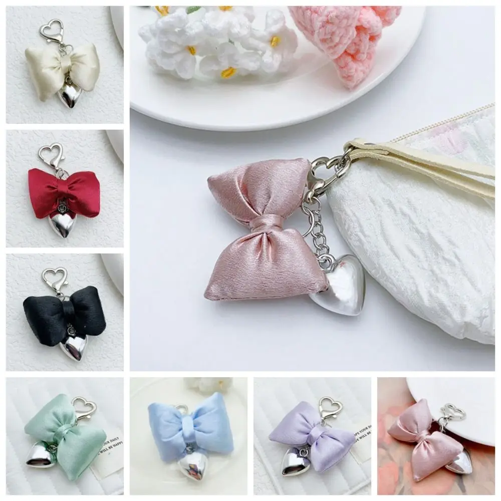 Sweet Bowknot Bow Bag Pendant Cloth Y2K Balletcore Keychain Bag Hanging Phone Charms Pendant Love Heart Phone Chain Gift