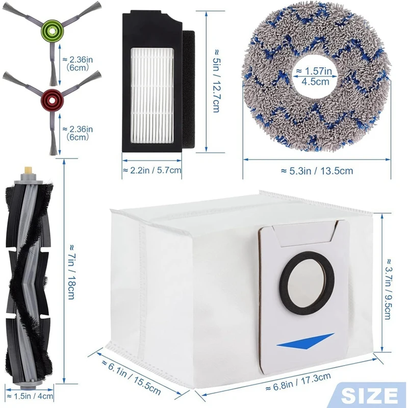 สําหรับ ECOVACS DEEBOT X1 Omni Turbo T10 T20 Omni T20/T20 Max/T20 Prorobot เครื่องดูดฝุ่นหลักแปรงด้านข้างกรอง Mop กระเป๋าอะไหล่