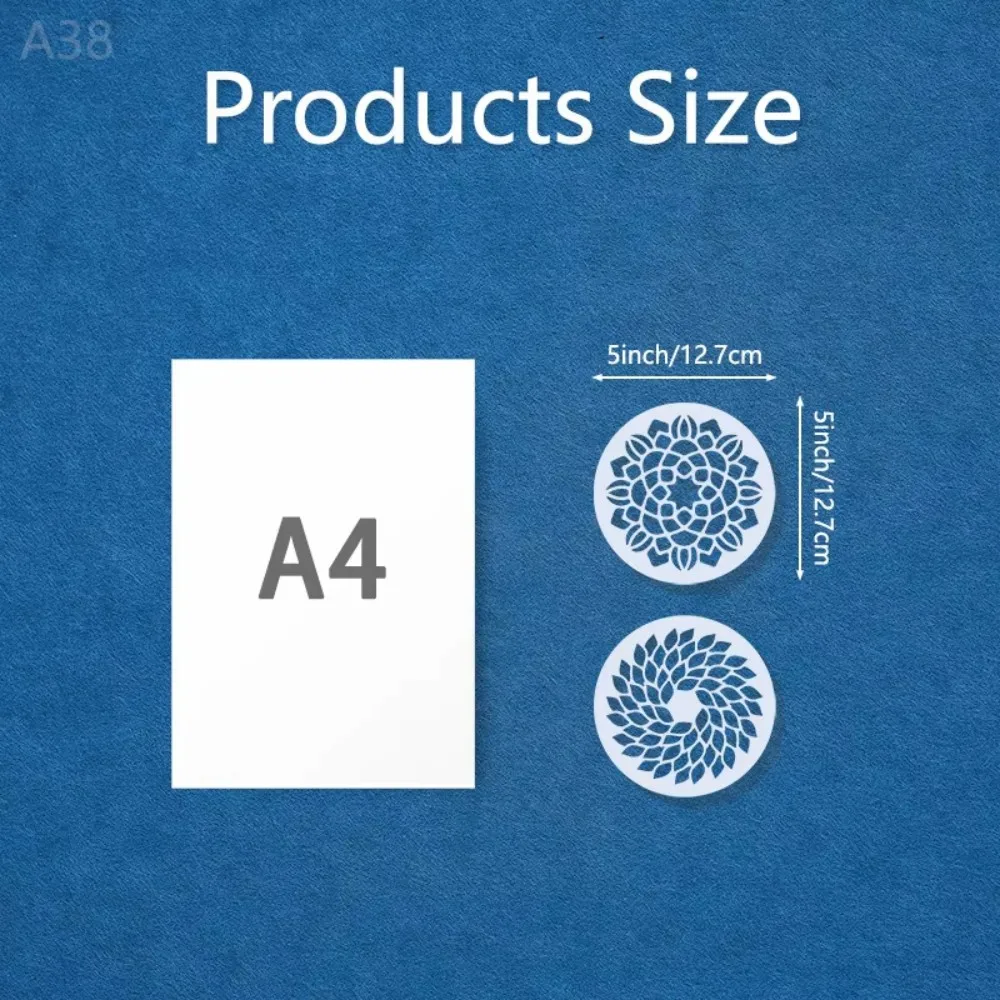 مجموعة استنسل ماندالا مكونة من 24 قطعة، قوالب طبقات مستديرة مقاس 5 بوصات للرسم وسجل القصاصات #4
