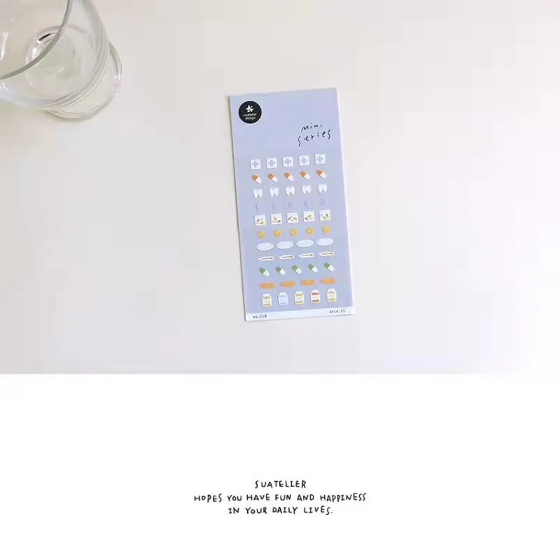 Korean Import Suatelier Mini Hospital Creative Pill Mask Stickers Paper Scrapbooking Diy Journal Decor Stationery Sticker 118