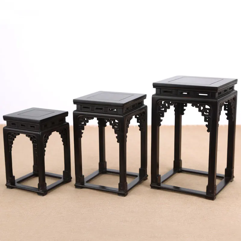 Redwood Square Flower Base Purple Sandalwood Chinese Small Flower Frame Flower Bottom Seat Support