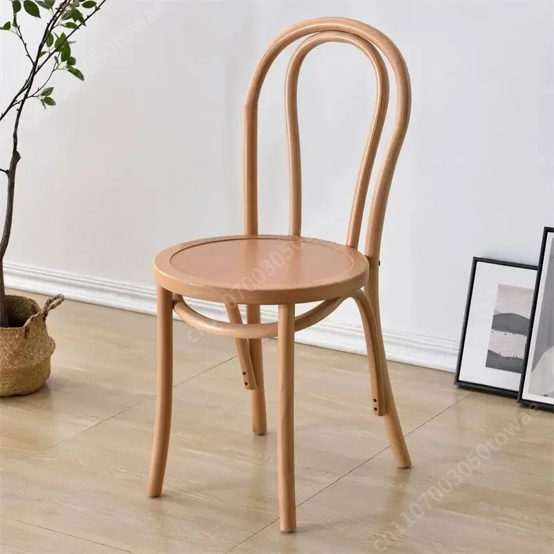 Vintage Bentwood Thonet Style Dining Chair, Natural Solid Wood Bistro Chair, Stackable Cafe Chair for Kitchen Restaurant Home