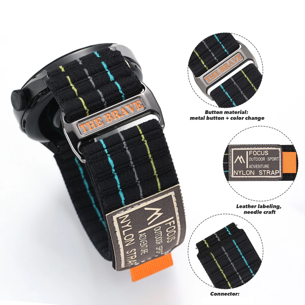 Тканый ремешок-петля 20 мм 22 мм для часов Huawei Watch 3 4 GT4 46MM / GT5 46MM / GT5 Pro 46MM / GT2 42 мм / GT3 42 мм спортивные часы из двух частей