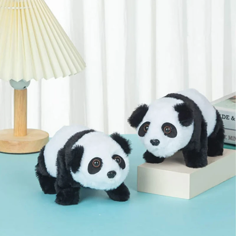 

Children's Electric Toys Simulation Cute Animal Panda Toys Walking Forward And Backward With Barking Pet Dolls Baby Gifts