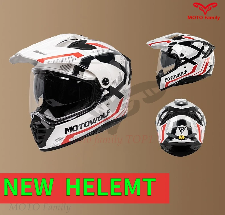 Motorcycle helmet panoramic wide-angle lens removable brim ventilation double lens universal in all seasons