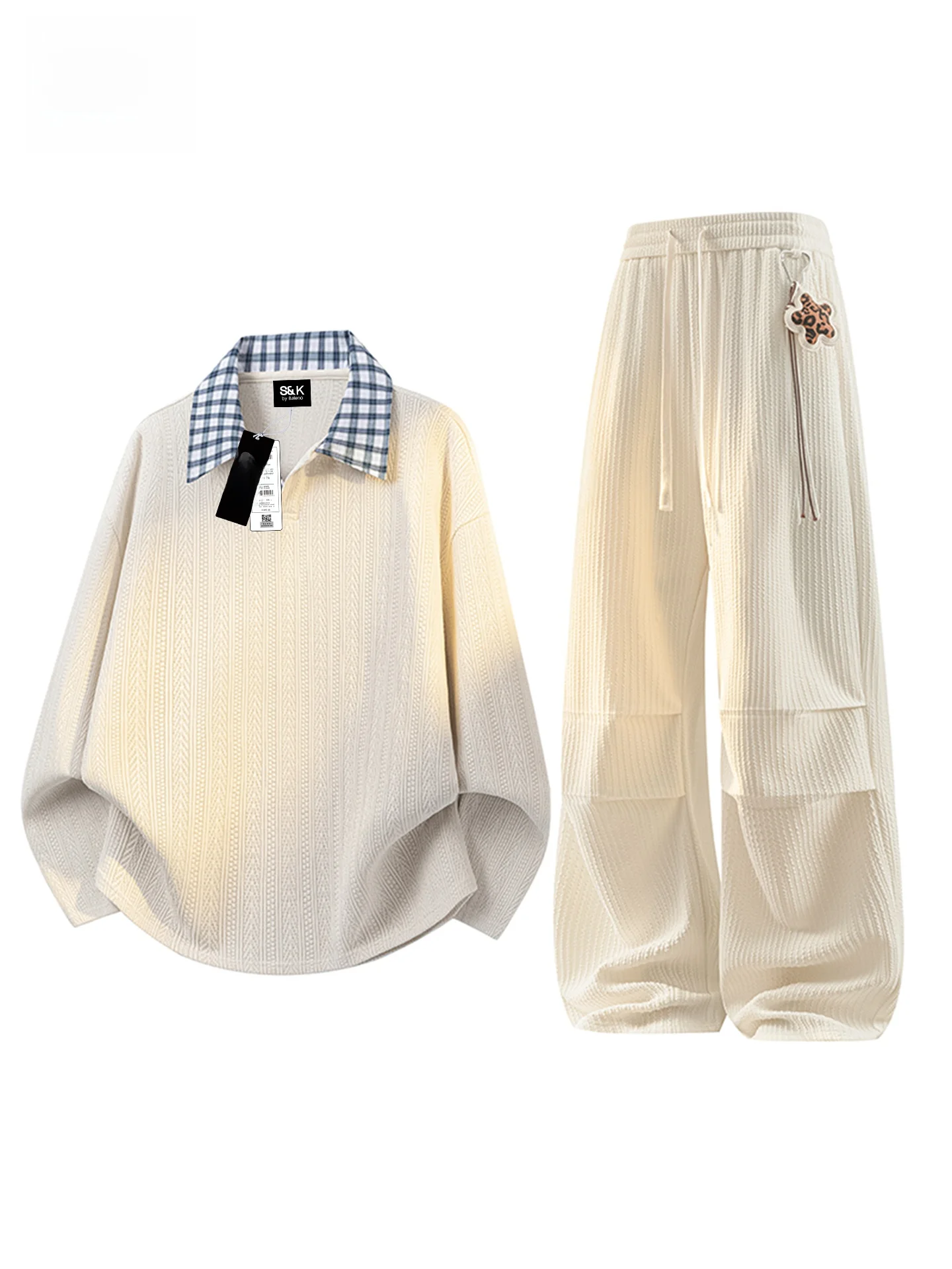 baleno-men's-casual-sportswear-two-piece-set-wheat-spike-shirt-and-wide-leg-pants-polyester-fiber-long-sleeve-long-pants