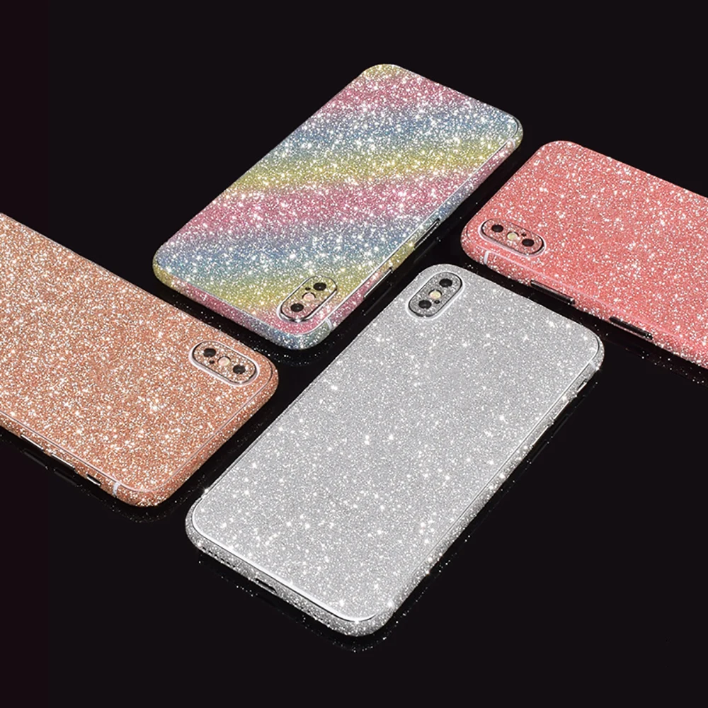 

Hot Glitter Bling Stickers For iPhone 15 14 13 12 11 Pro Max Back Sticker For iPhone14 Plus XR XSMAX 13Mini Body Film