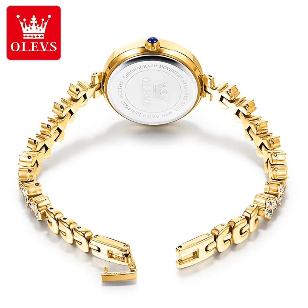 OLEVS Elegant Gold Brand Women Watches Diamond Inlay Fashion Small Dial Quartz Watch Versatile Waterproof Original Female Watch