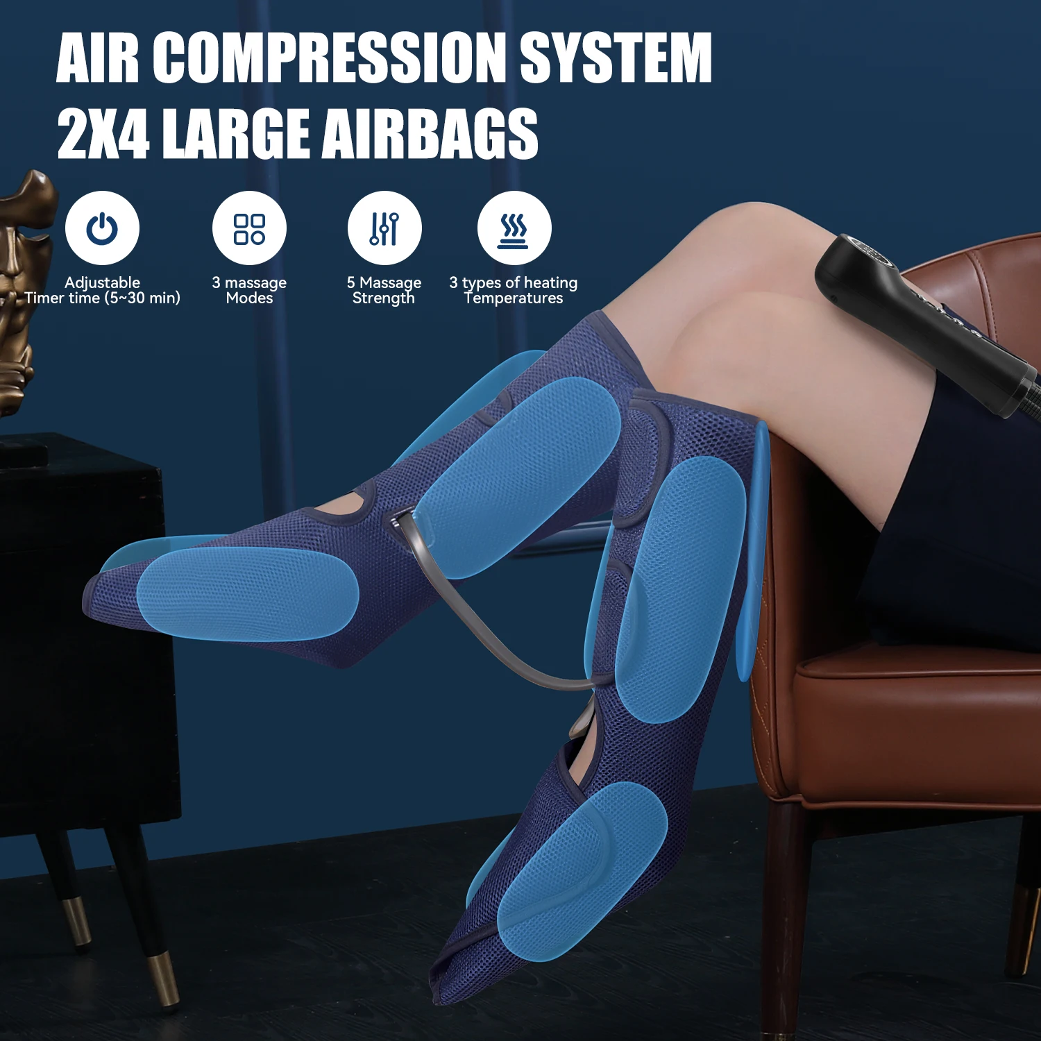 Knee Massager, Leg Foot Massage, Rehabilitation, Big Screen, Plastic EVA Material, Pain Relief, Muscle Relaxation, 6 Modes