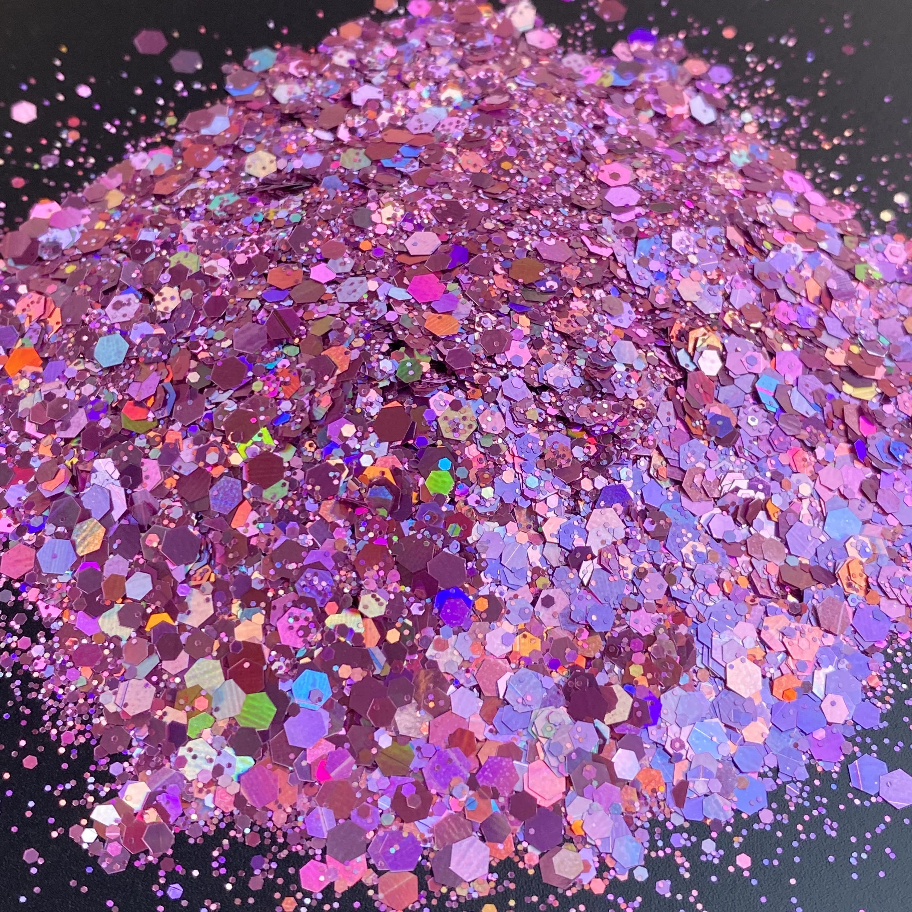 24 Zakken Holografische Gemengde Zeshoek Dikke Nagel Glitter Pailletten Zilveren Laser Sparkly Vlokken Plakjes 240G