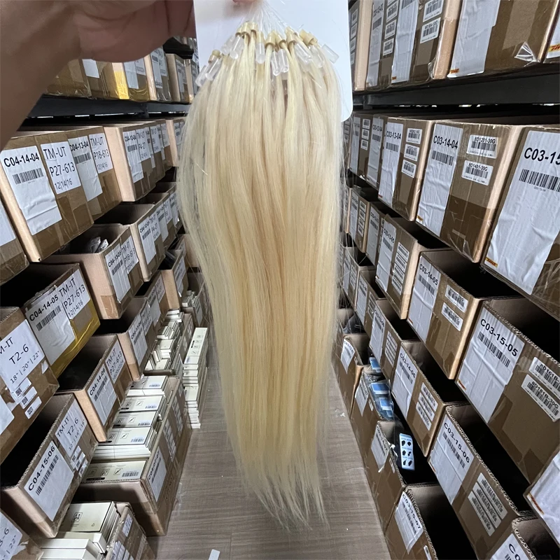 Blonde Micro Loop Ring Human Hair Extensions 12 "16" 18 "20" Natuurlijke Rechte Micro Link Haar 50 stks 30 g/pak