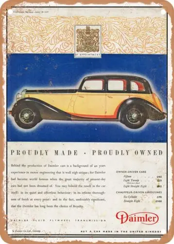 METAL SIGN - 1937 Daimler Light Twenty Saloon Vintage Ad